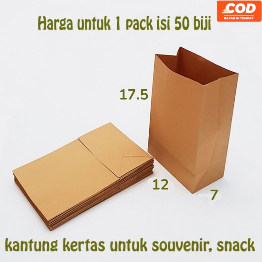

kantung kertas samson 12x17.5 coklat kantong gorengan roti makanan paper bag snack food grade paperbag