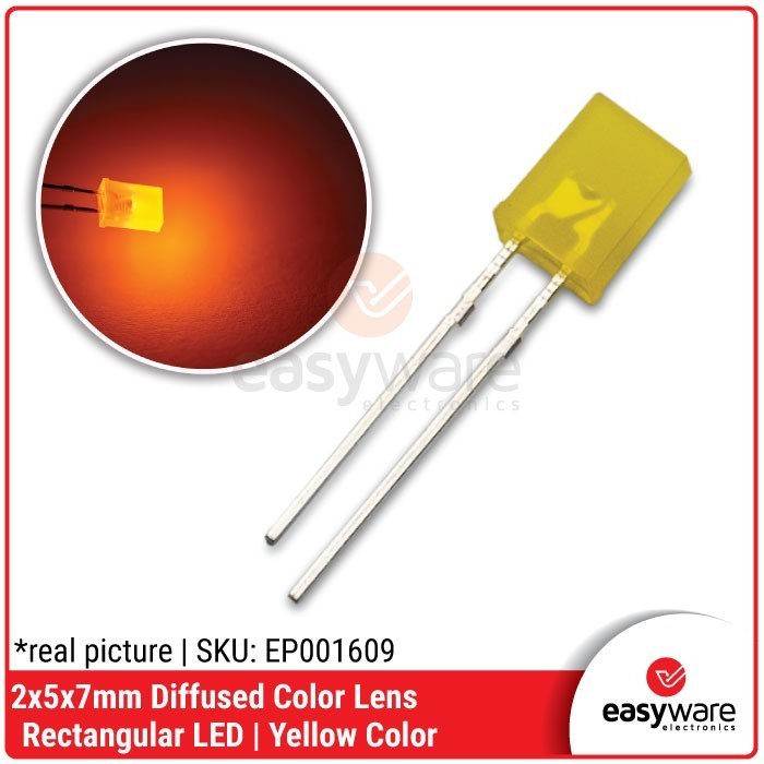 AES27 LED 2x5x7mm Yellow Diffused Color Lens LED Kotak 2x5x7 Kuning LED (10PCS)