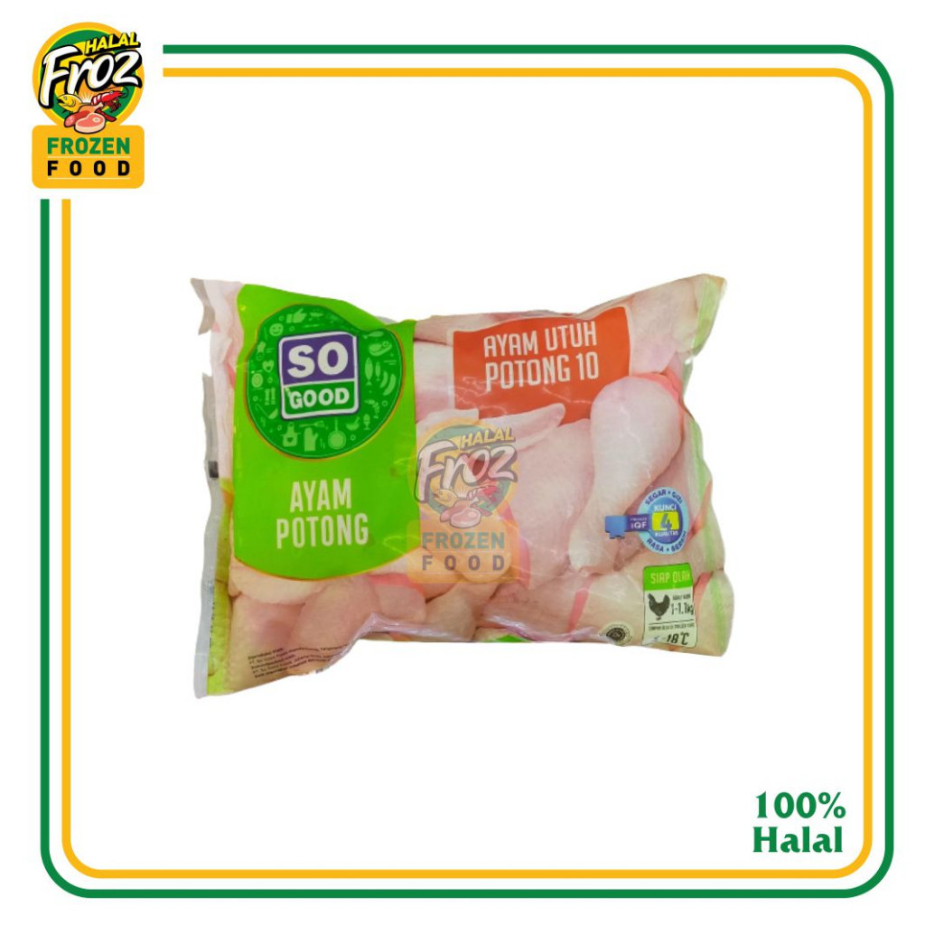 

So Good Ayam Utuh 10 Potong 1-1,1kg Gosend Ready, Paling murah, Terlaris