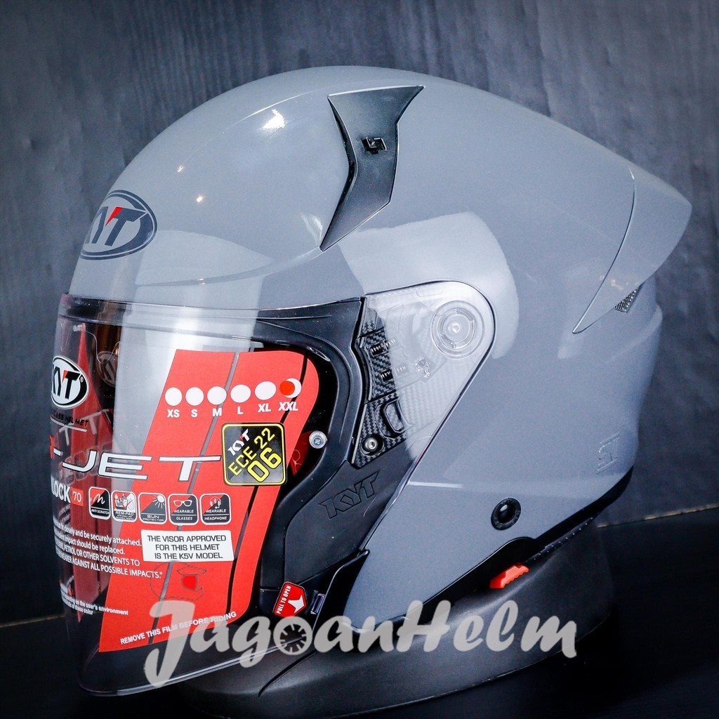 KYT HELM TTR JET SOLID | GORILLA GREY | TTR-JET DOUBLE VISOR