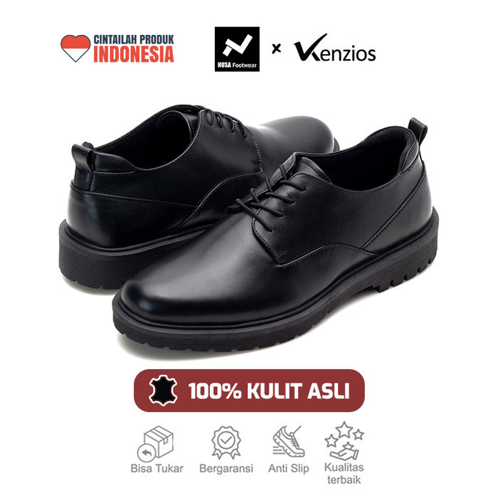 Kenzios Sepatu Formal Pria Thom Black Series