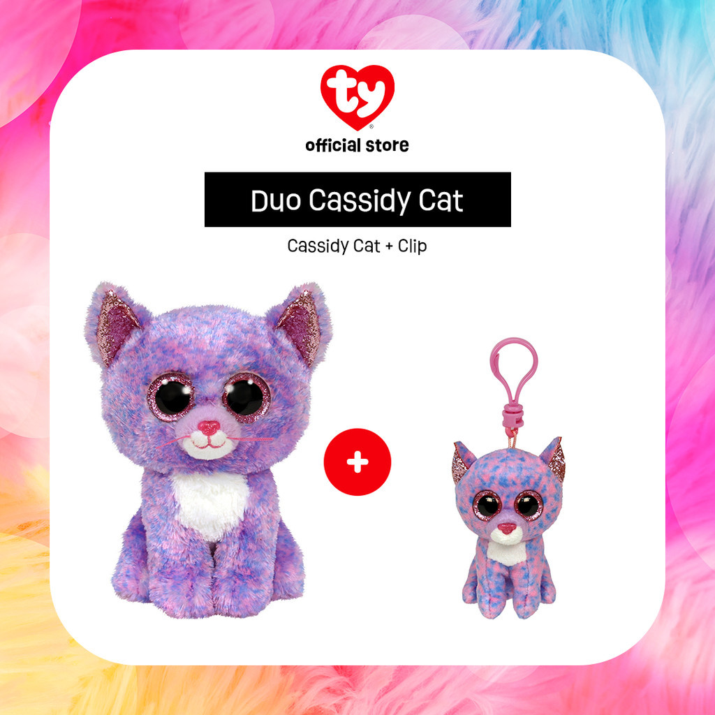 TY Duo Cassidy Cat - Paket Boneka & Gantungan Kunci Bentuk Kucing - Gift Set Giftset Hadiah Kado Nat