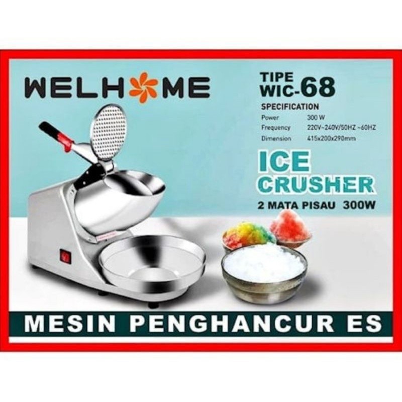 Mesin Parut Serut Giling Es Batu Listrik Ice Crusher  300Watt Wellhome