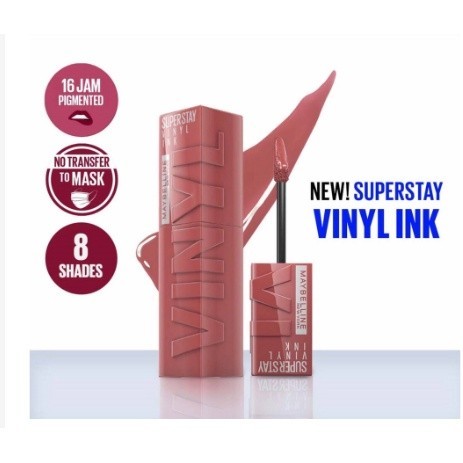 (GARANSI ORI) MAYBELLINE SUPERSTAY VINYL INK LIQUID LIPSTIK