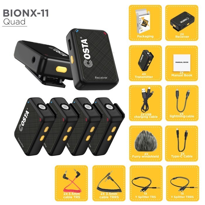 COSTA BIONX-11 Quad Mic Wireless Microphone System 2.4GHz For DSLR,HP - Costa Non