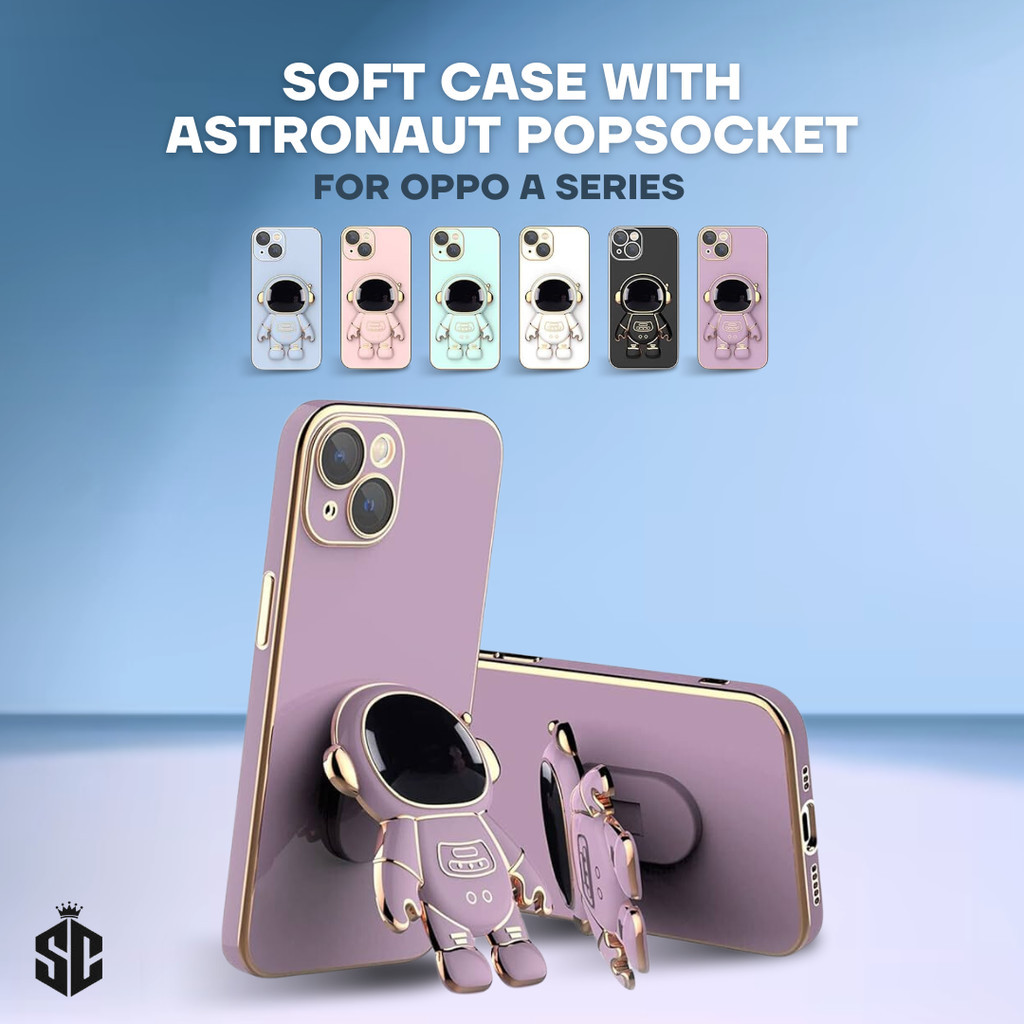 Soft Case Silicone Astronot Casing For Oppo A16 / A17 / A38 / A54 / A55 / A57 5G / A58 5G Silicon Po