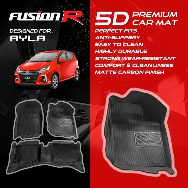 Fusion R Karpet Mobil 5D Ayla / Premium Car Carpet Carbon - Karpet Bagasi