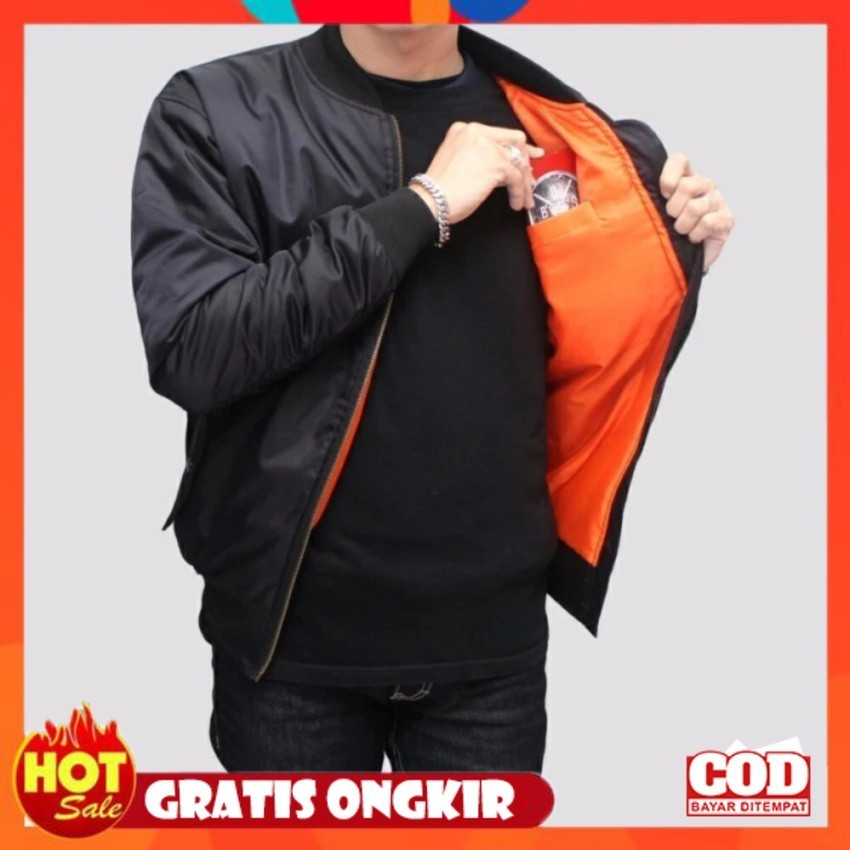 BAHAN HALUS ADEM TEBAL / Jaket Bomber Polos Pria Waterproof