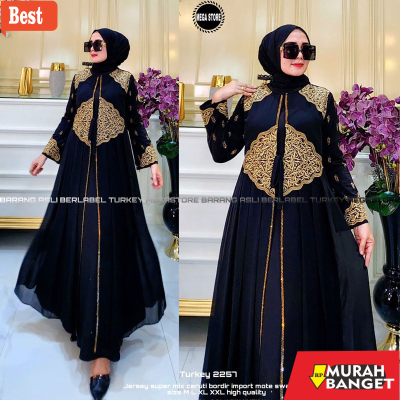 Abaya Turki Kekinian Gamis Turkey 2257 Hawa #711 Dress Busana Muslimah by Original Mega Store