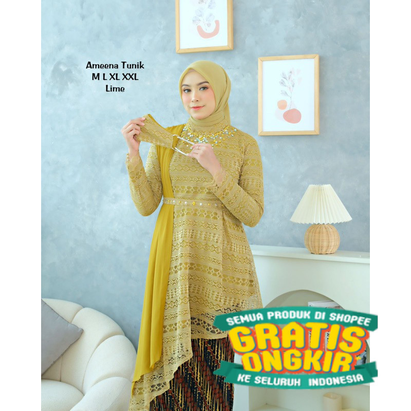 Ghazza Kebaya - Setelan Kebaya Brukat Payet Modern Terbaru / Kebaya Tunik / Tunik Brokat / Kebaya Mo