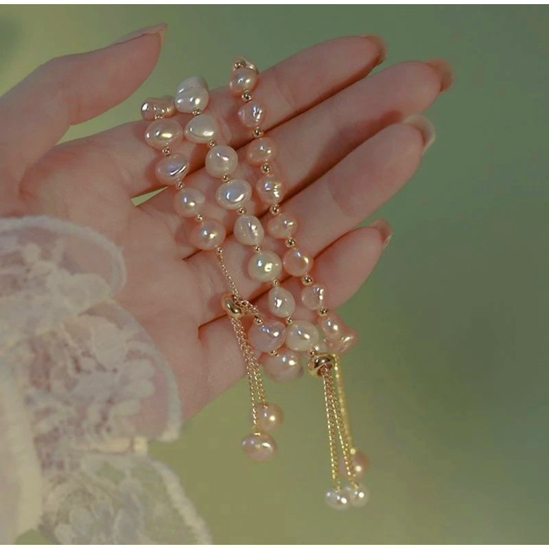 Best Sale   COD T114 Gelang serut mutiara manis titanium wanita Korea