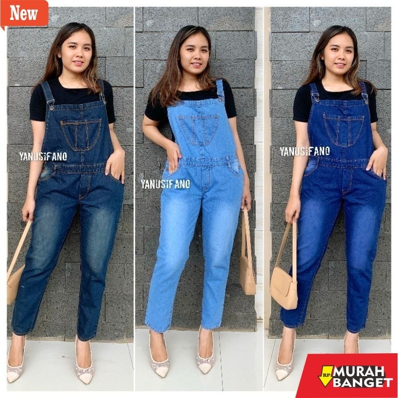 Jumsuit Wanita Kekinian Celana Panjang overall Jeans // Celana Overall Jeans Wanita