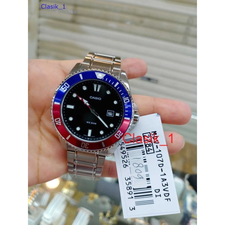 Original 100% Casio MDV-107D-1A3VDF Marlin Duro Diver 200m MDV-107D-1A3 MDV107 Jam Garansi Resmi cas