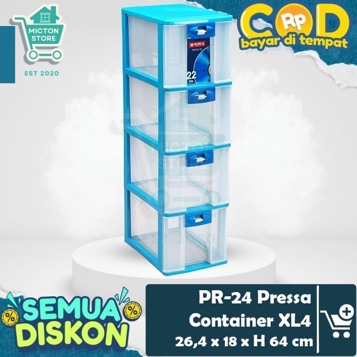 MICTON Lion Star PR-24 Pressa Container XL4 Susun 4 Laci Kecil Meja Surat Komponen Perhiasan Bengkel