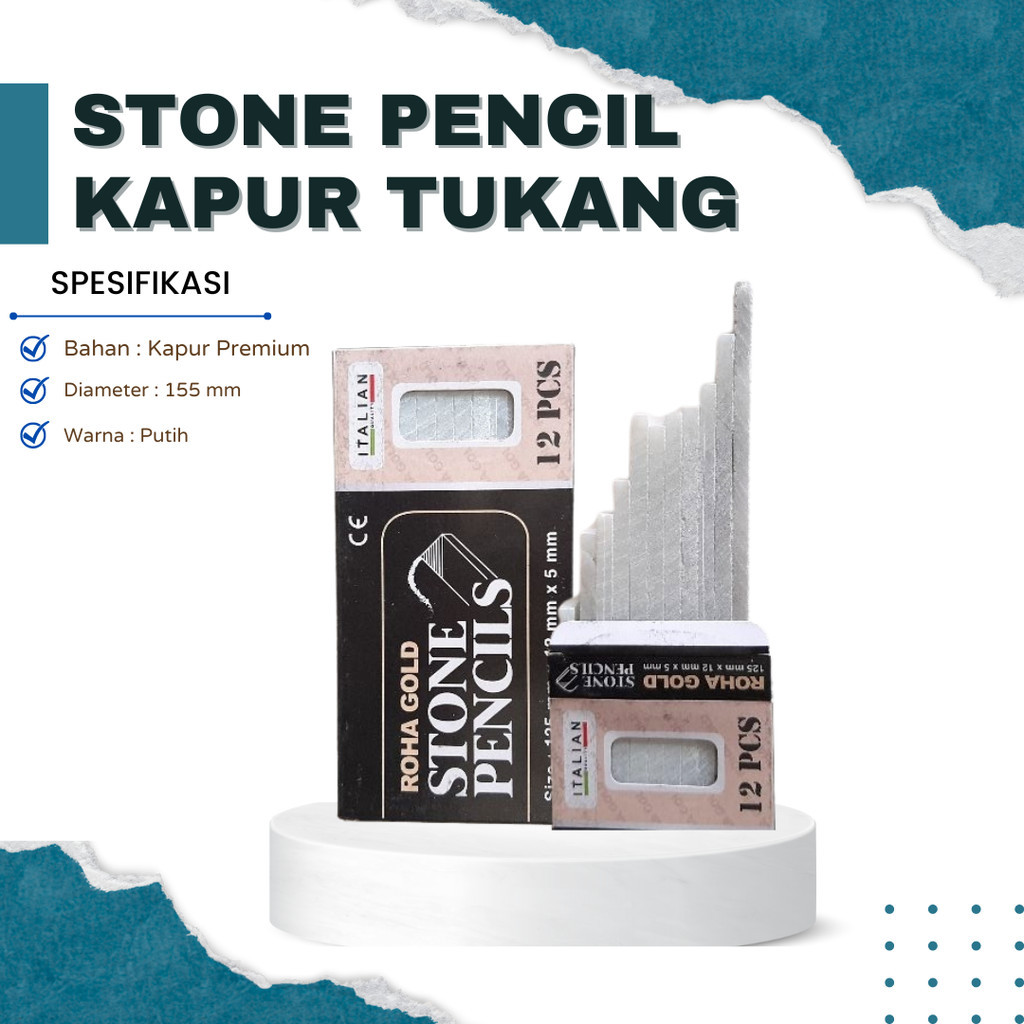 

Stone Pencil Kapur Besi SET 12Pcs Pensil Tukang Alat Tulis Logam Batu Metal Holo Hollo Holow Hollow