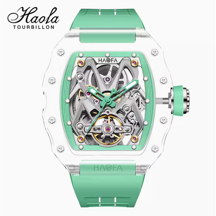 HAOFA WATCH MEN AUTOMATIC TRANSPARENT CRYSTAL 2209 - Fresh Green