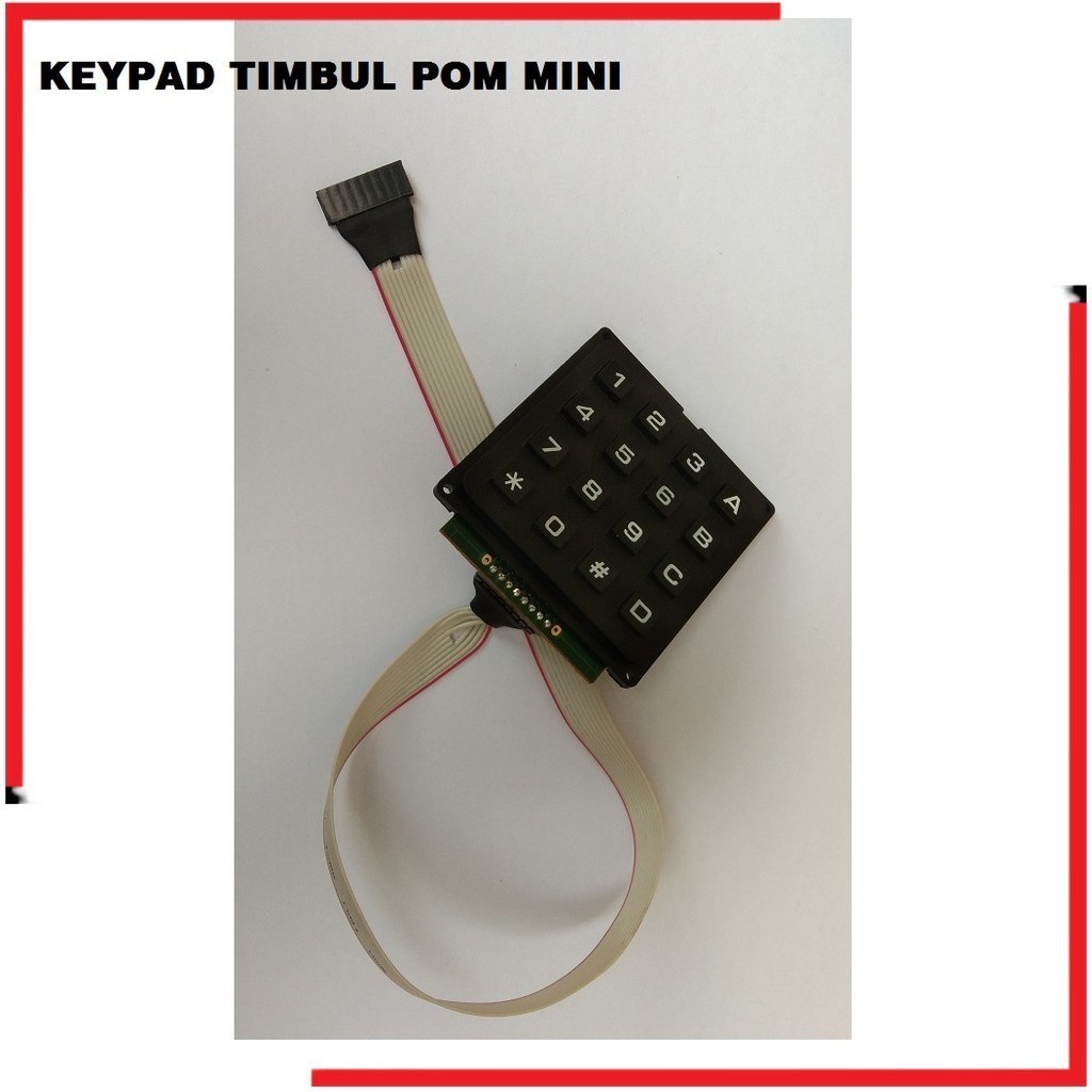 Tombol Keypad Pom Mini Timbul 4x4 + Kabel Socket & Keypad Pom Mini Membrane