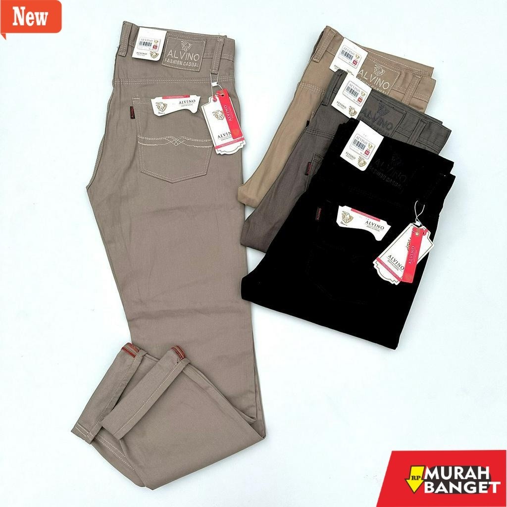 Denim Pria Jumbo Celana Panjang Kanvas Original ALVINOFashion Pria Terkini kualitas (Cardinal )