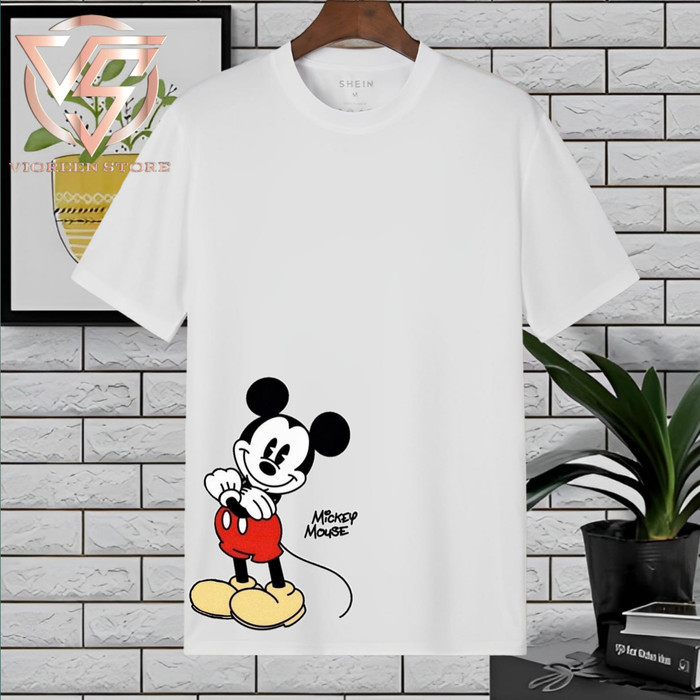 TERLARIS BAJU KAOS T-SHIRT KATUN PREMIUM MICKEY VS125 S-M-L-XL-XXL-3XL-4XL-5XL - Putih, S
