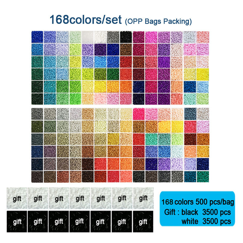 168colors/set Yantjouet 2.6mm EVA Mini Beads kit Gift Black/White 3500pcs Hama Beads Fuse Beads Diy 