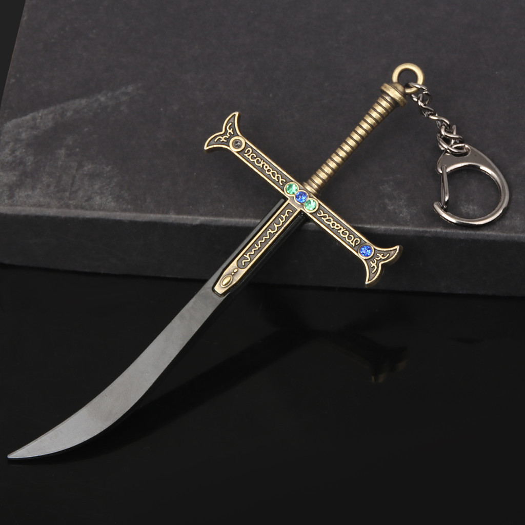 Hawk Eyes Dracule Mihawk Keychain Strongest Swordsman Black Blade Yoru Weapon Model Key Chain for Me