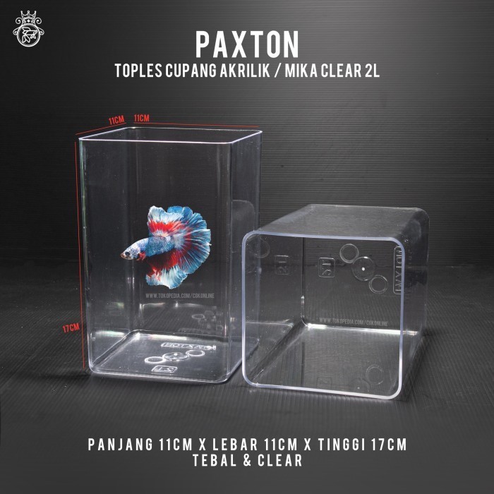 Toples Cupang 2 Liter Paxton / Toples Akrilik Mika 2L - Paxton+Bubble