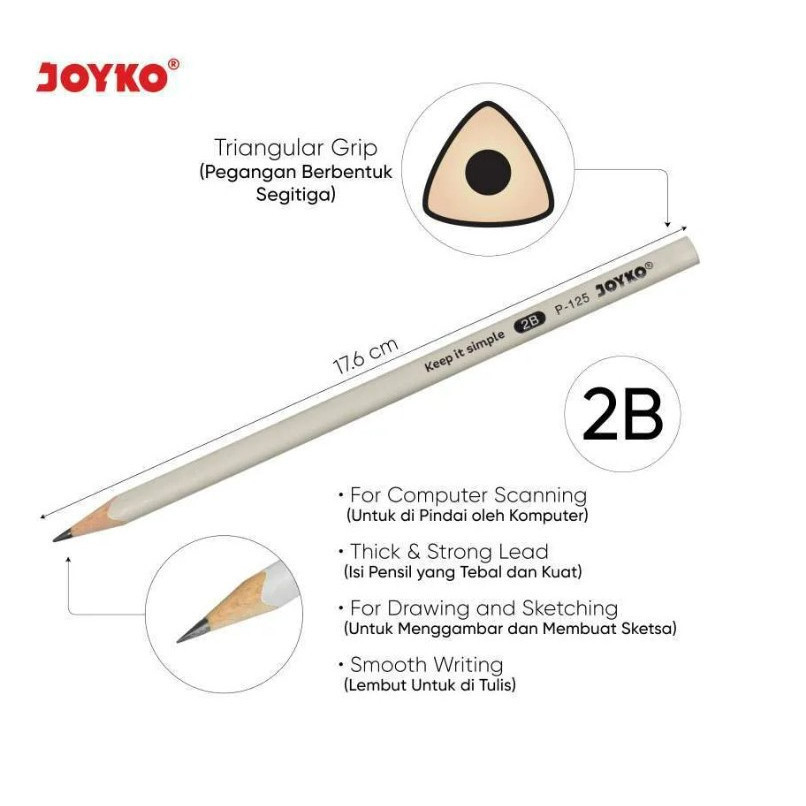 

Pensil 2B Joyko P-125 (12pcs) | Pensil Joyko Tebal dan Halus | Alat Tulis Sekolah