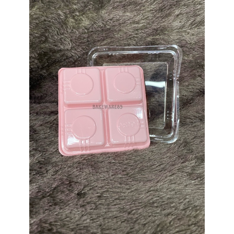 Tray Mika Pudding Mini Sekat 4 + Tutup Wadah Mika Mochi Pudding Super Mini Isi 5 Lembar