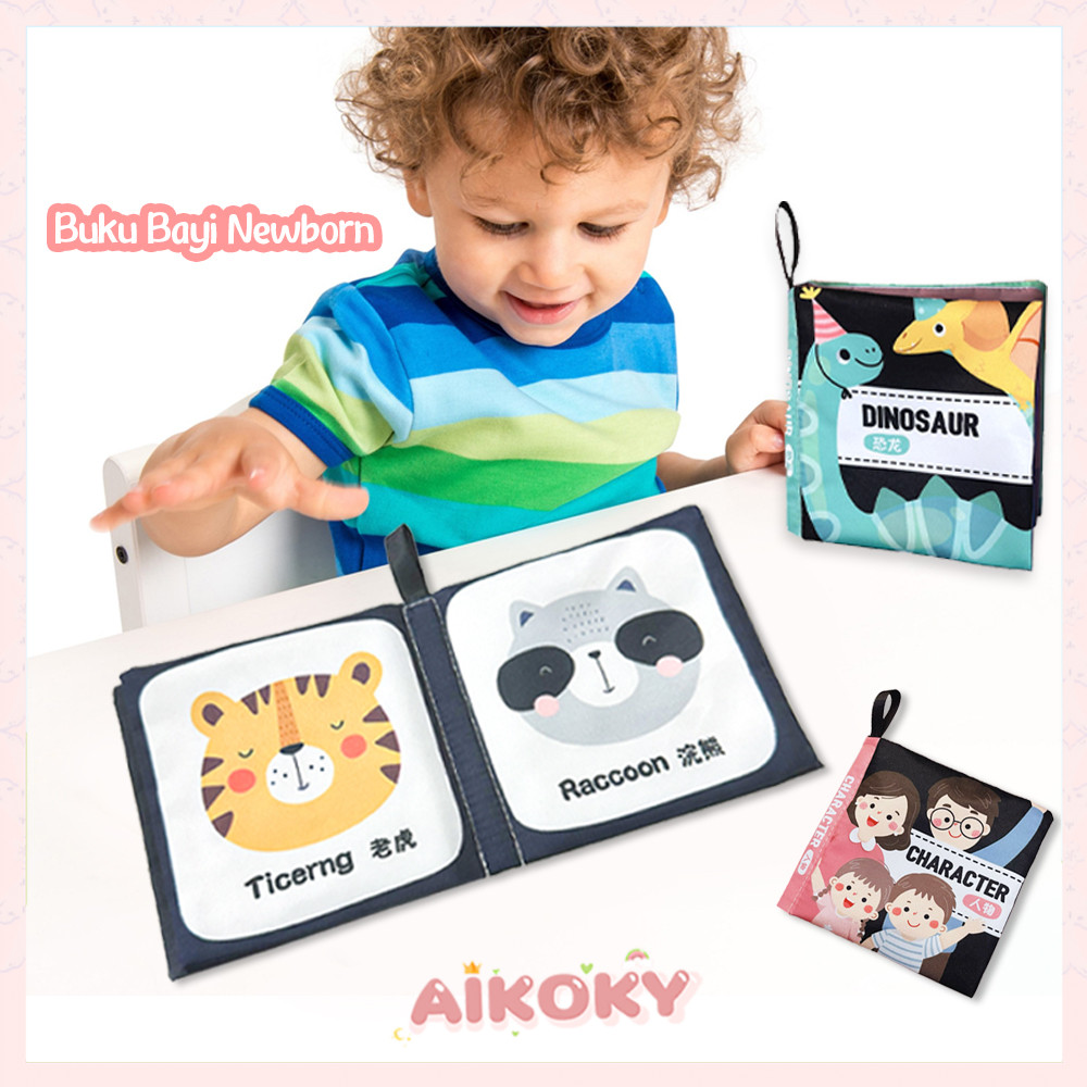 AIKOKY Soft Book Buku Bayi Newborn Hitam Putih Warna Kontras