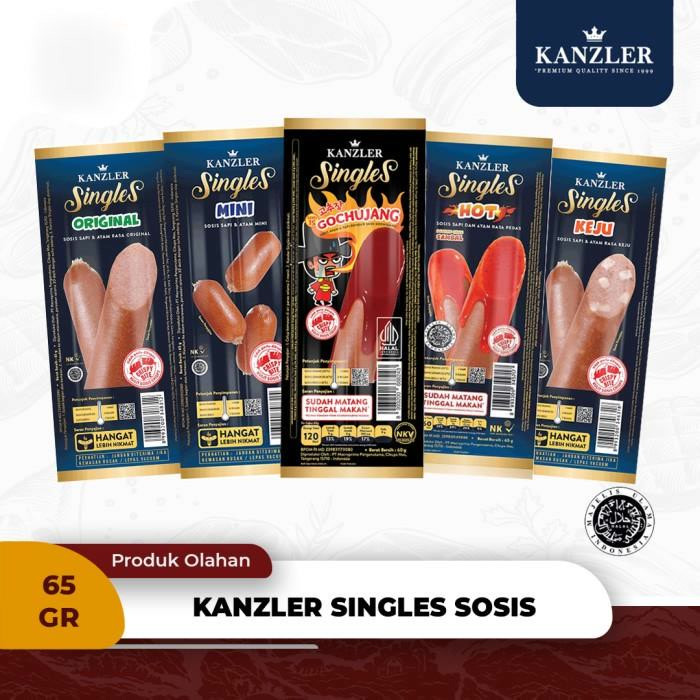 

Kanzler Singles Sosis Sapi Siap Makan - 65 gram - All Varian - Harga Perpcs