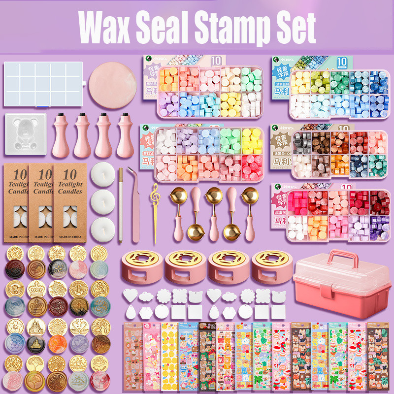 

DIY Wax Seal Stamp Set Lacquered Stamp Sealing Wax Kit Stamps Toys Storage Box Craft Supplies Girl Wedding Invitation Decoration
