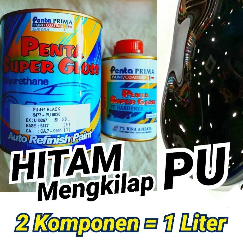 

cat penta super gloss PU black 0020 1lt set / 2 komponen