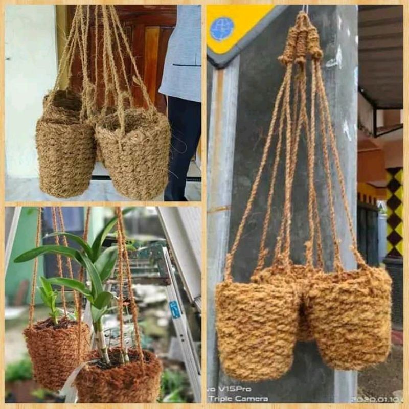 pot sabut kelapa gantung polos pot anggrek sabut kelapa gantung