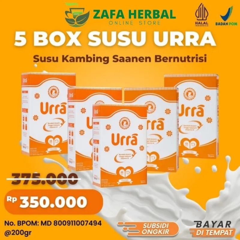

Bisa COD Urra Paket 1 BOX [5 box]Susu URRA - Susu Kambing Etawa Saneen Eropa Premium Menambah Berat Badan dan Tinggi Anak isi 200 gram Bisa COD Bisa Gojek