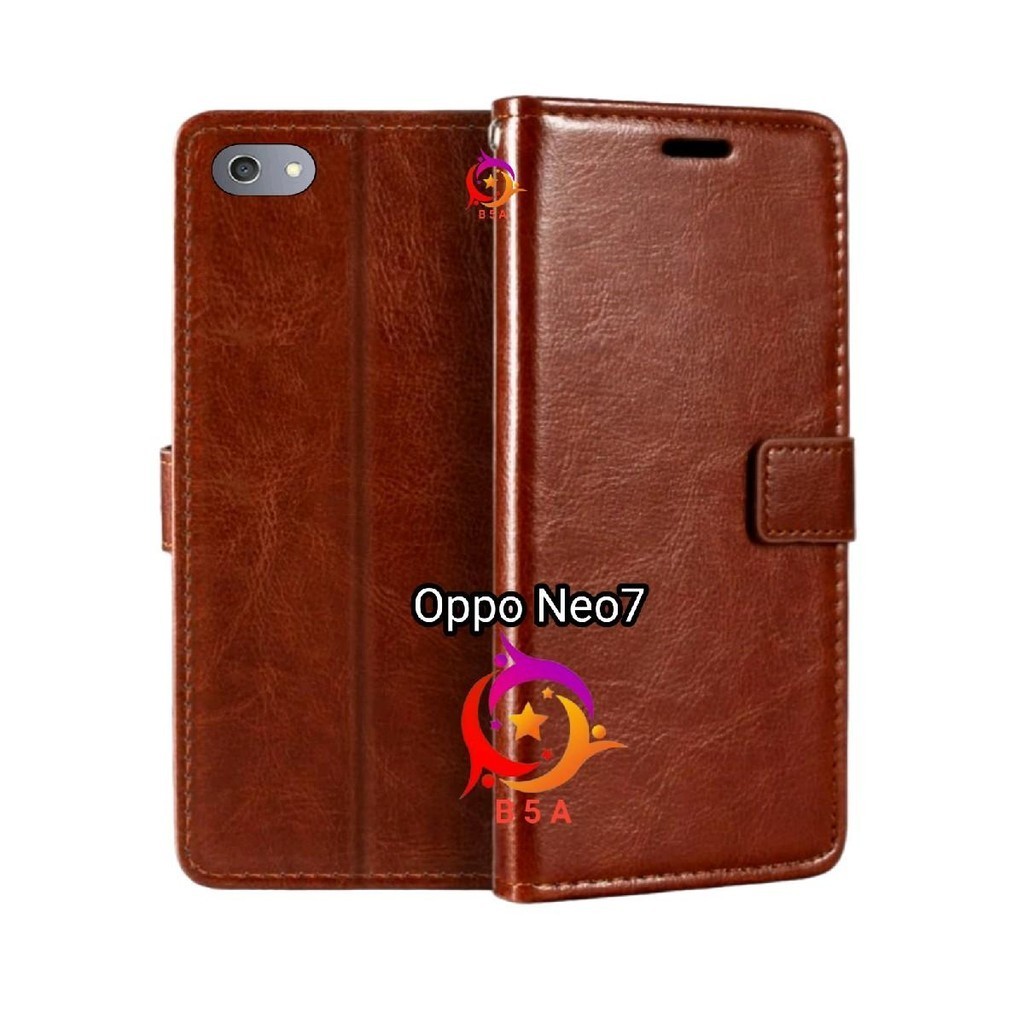 [ OPPO NEO 7 ] Flip Cover Wallet Leather Casing Dompet Kulit ( Case Untuk NEO 7 ) Slot Card Warna Hi