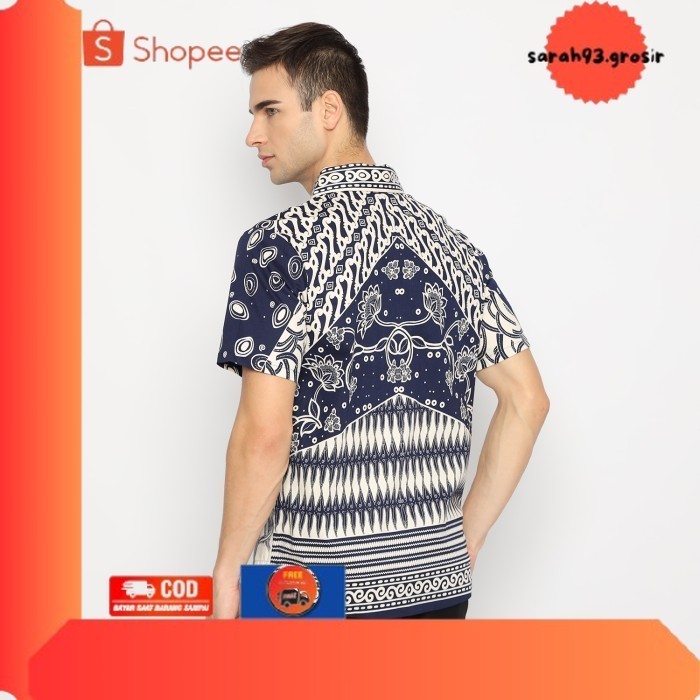 ✨BESTSELLER✨ -Hanoi - Aden Shirt / Kemeja Batik Pria - Standard, Biru