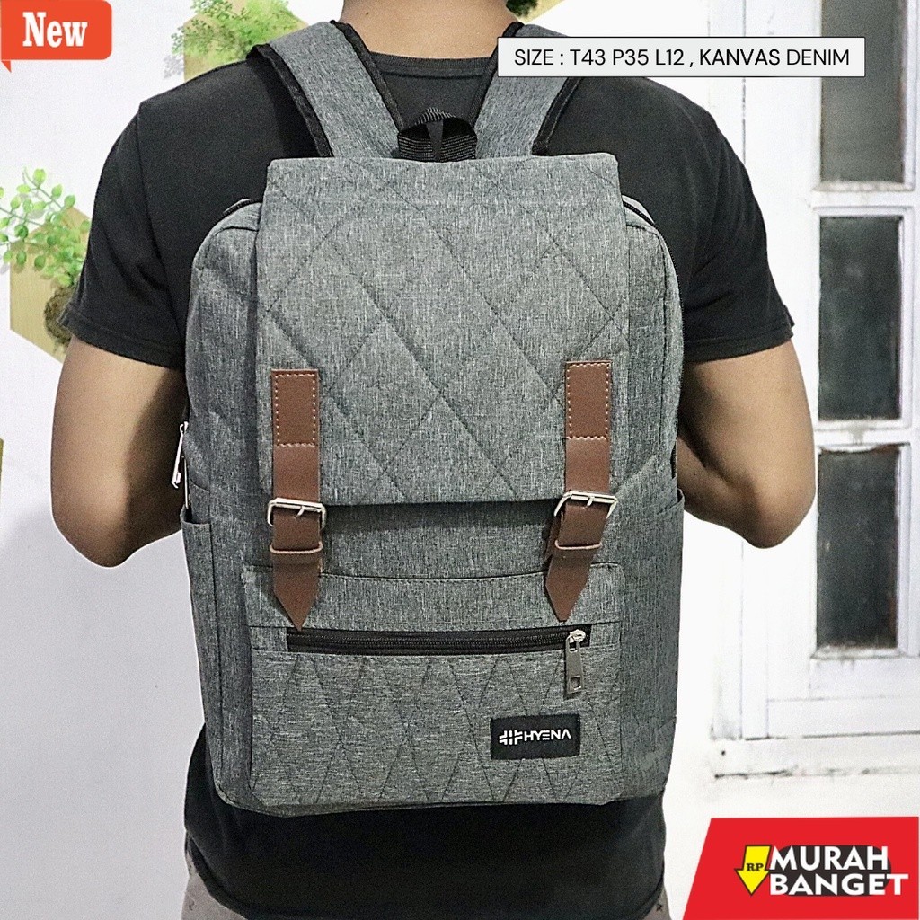 tas ransel wanita shopee COD Semarang Terbaru Tas ransel Pria wanita kain / bahan kanvas denim terda
