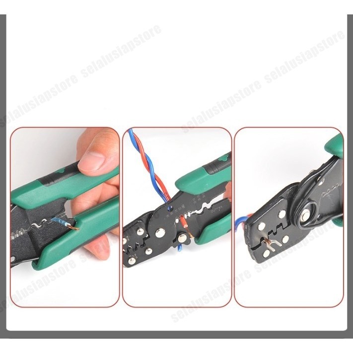 ID TANG KRIMPING PRESS SKUN KABEL KOMBINASI / TANG POTONG KUPAS KABEL MULTIFUNGSI / TANG PRESS SKUN