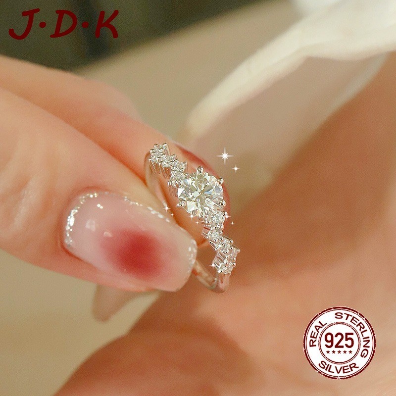 JDK 1 Karat Cincin Moissanite Wanita 18K Grosir Platinum Emas Mawar
