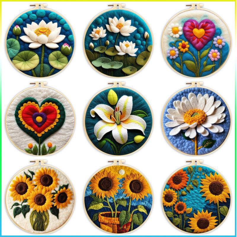 CHENISTORY Wool Felting Painting Kit Wool Felting Handmade Flower Felt Needle Pack Felting Fabric Cr