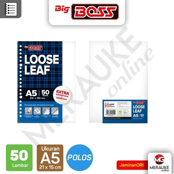 

BigBoss Loose Leaf Polos Ukuran A5 Isi 50 Lembar