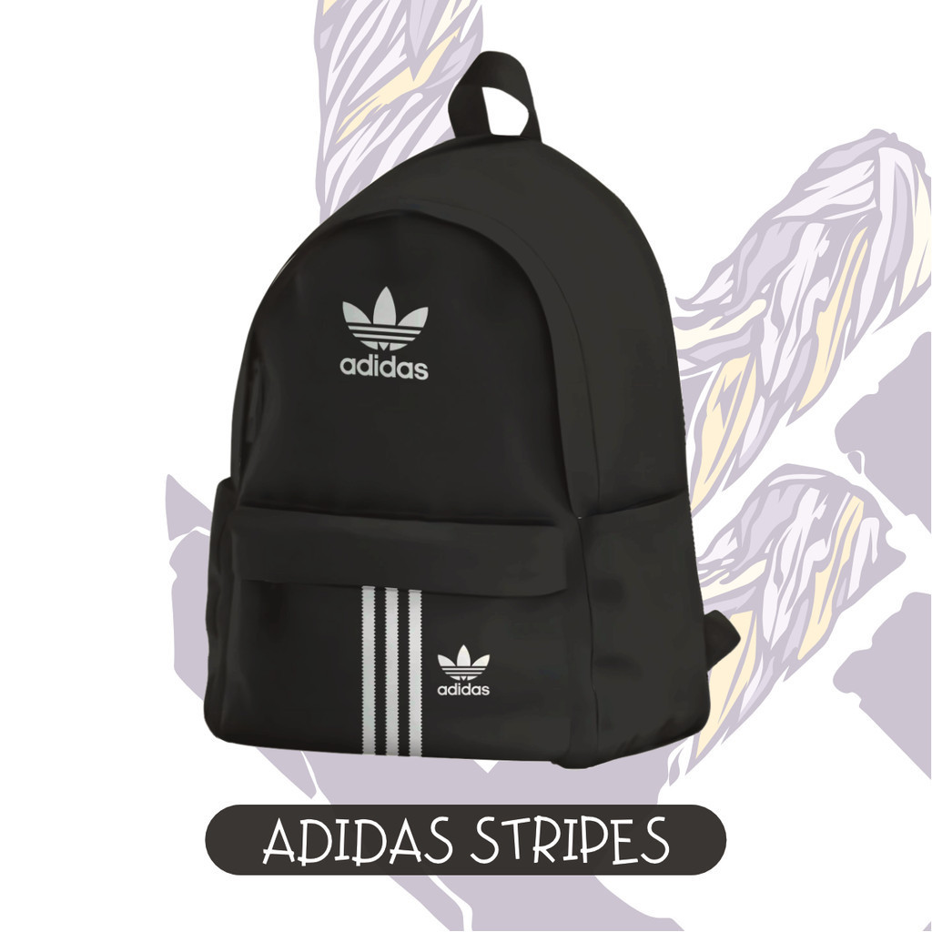 Tas Ransel Sekolah Adidas Stripe Tas Futsal  Olahraga Tas Sekolah Pria Wanita Kuliah Kasual Olahraga