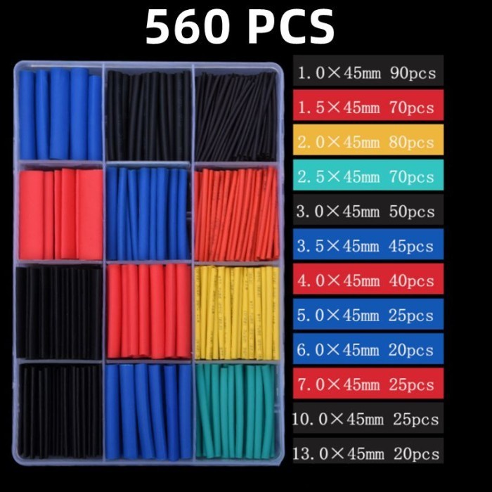 

164pcs780pcs Isolasi Bakar Kabel Listrik Heat Shrink Tube Selang Bakar - 560pcs