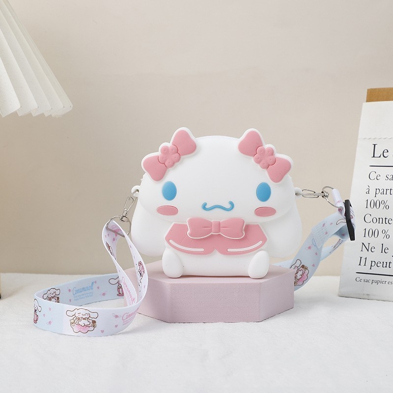 O-KAY Tas Cinnamorol Selempang anak Silicone pop it karakter Sanrio Sling Bag Dompet Koin Cermin Mak