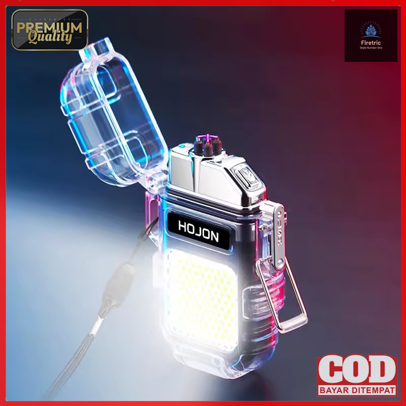 Korek Pemantik Api Elektrik Plasma Dual Arc dengan Senter LED MANCIS ISI ULANG MICROUSB
