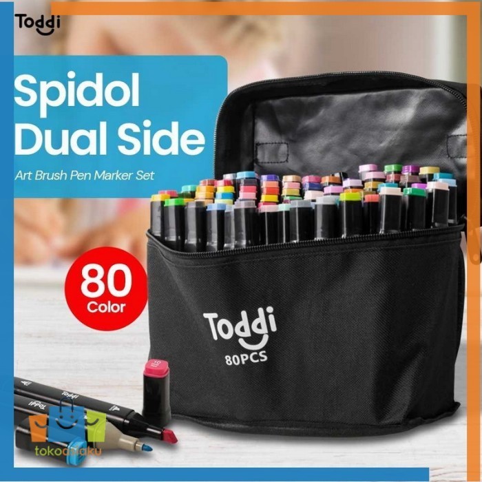 

Spidol Gambar Mewarnai Dua Sisi Brush Marker Art Marker Set 80 Warna