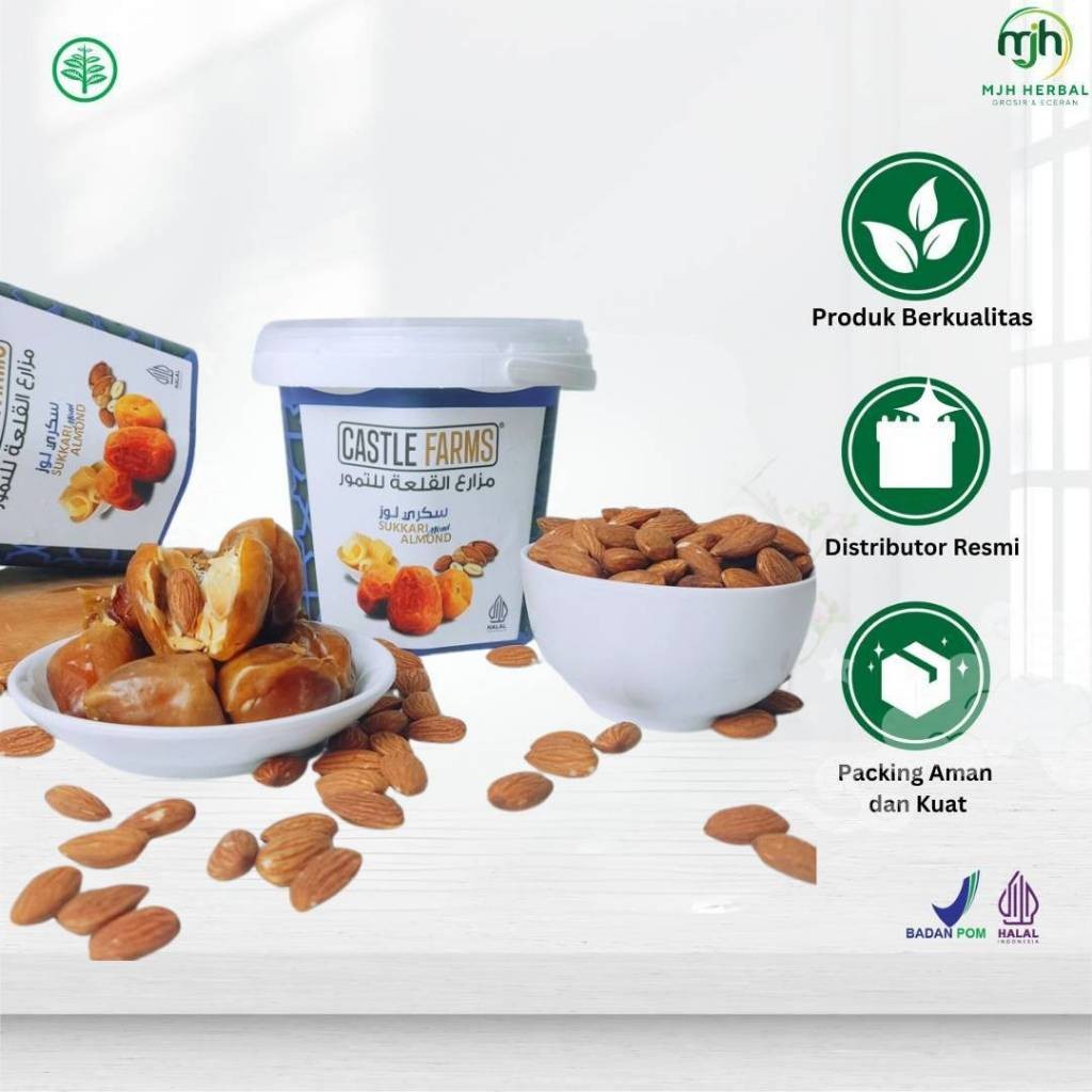 

Kurma Sukari Mixed Kacang Almond Castle Farm 850gram Premium Original Tanpa Biji Sukkari Dates