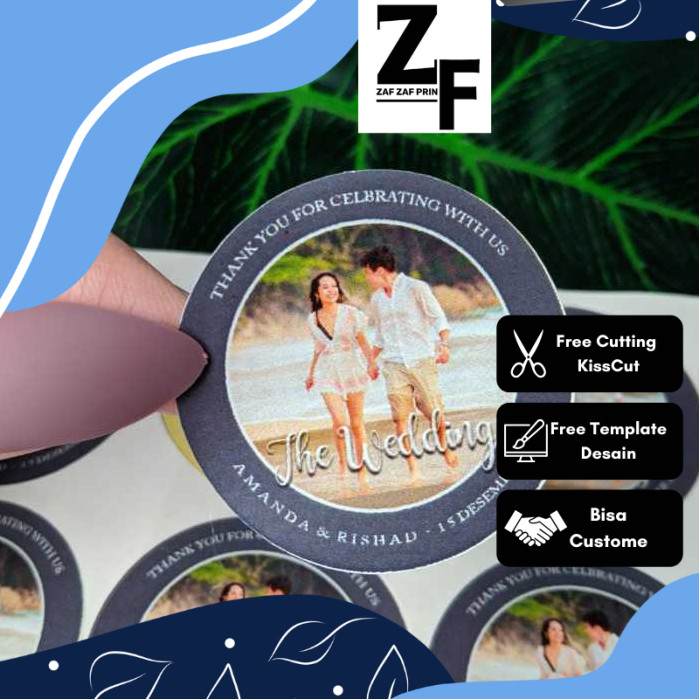 

ZAF 9-15 Print Sticker Wedding Souvenir Stiker Bulat Chromo Custom Ucapan Nikah Free Desain