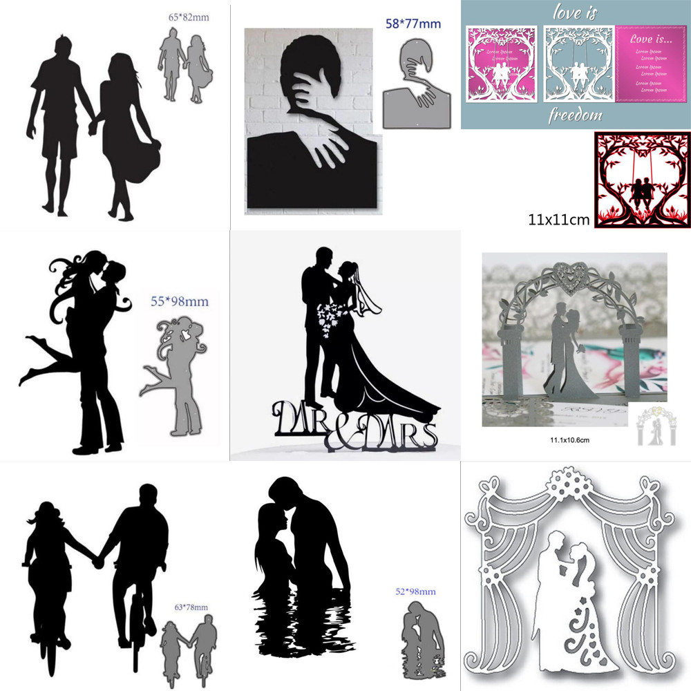 

couple metal cutting dies wedding lovers cut die mold Scrapbook paper craft knife mould blade punch template Embossing stencils