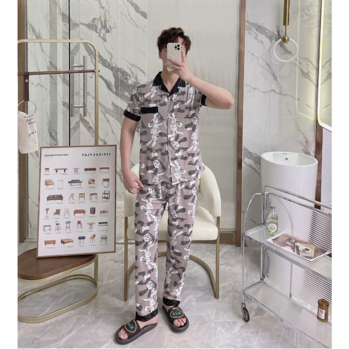 best -PIYAMA PRIA SPANDEX IMPORT BAJU TIDUR COWOK SWEATER SET CELANA PANJANG - 1, L